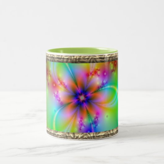 Kleurrijke ventilator met linten tweekleurige koffiemok (Center)