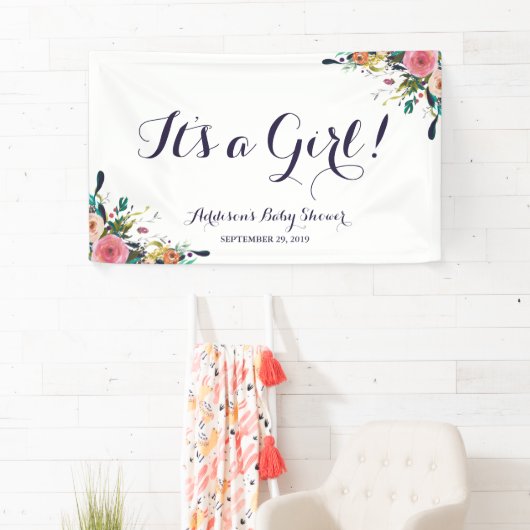 Kleurrijke ventilatorbanner Baby shower groot Spandoek (Insitu)