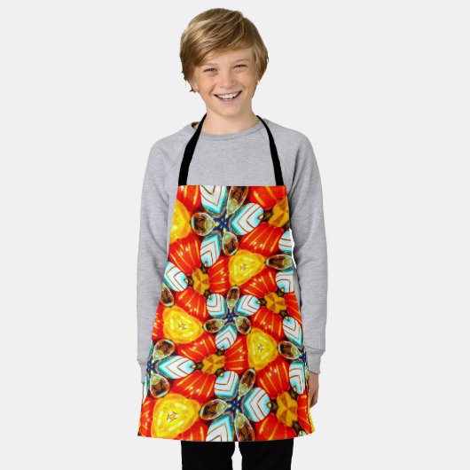 Kleurrijke ventilatorpatronen schort (Gedragen)