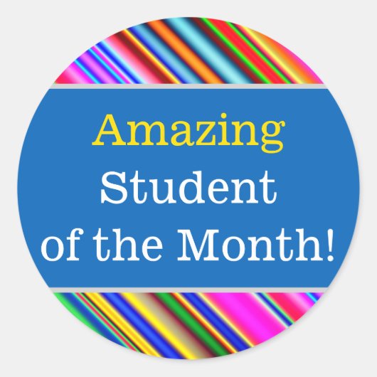 Kleurrijke "Verbazingwekkende Student van de Maand Ronde Sticker (Voorkant)