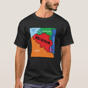 Kleurrijke vereenvoudigde België kaart, naburige t T-shirt