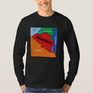 Kleurrijke vereenvoudigde België kaart, naburige t T-shirt