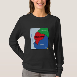 Kleurrijke vereenvoudigde Ecuador kaart, naburige  T-shirt