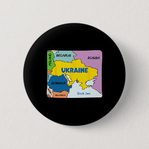 Kleurrijke Vereenvoudigde Oekraïense Kaart Ronde Button 5,7 Cm