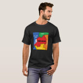 Kleurrijke vereenvoudigde Rwanda kaart, buurland T-shirt (Voorkant volledig)