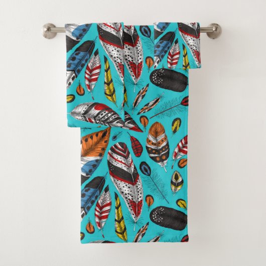 Kleurrijke veren bad handdoek (Insitu)