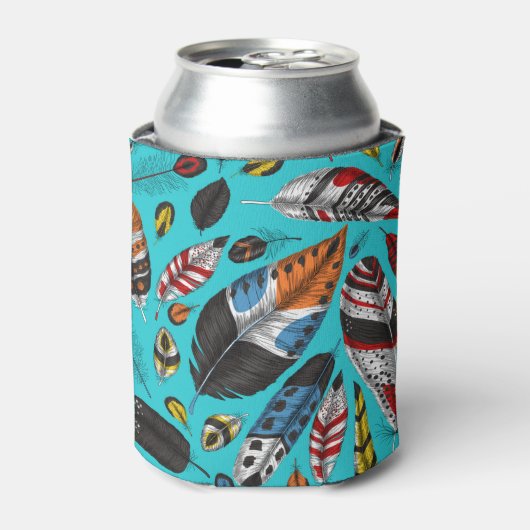 Kleurrijke veren blikjeskoeler (Blikje Voorkant)