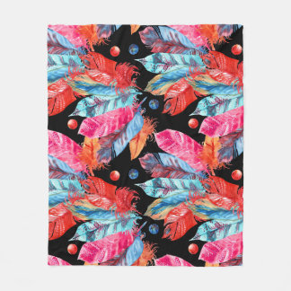Kleurrijke veren, boho, naadloos, levendig. fleece deken