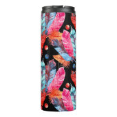 Kleurrijke veren, boho, naadloos, levendig. thermosbeker (Achterkant)