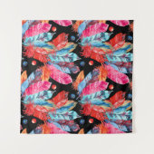 Kleurrijke veren, boho, naadloos, levendig. wandkleed (Voorkant (horizontaal))