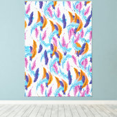 Kleurrijke veren canvas afdruk (Insitu (Houten vloer))