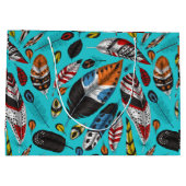 Kleurrijke veren groot cadeauzakje (Achterkant)