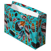 Kleurrijke veren groot cadeauzakje (Voorkant Gekanteld)