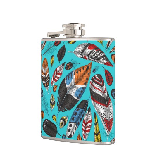 Kleurrijke veren heupfles (Links)