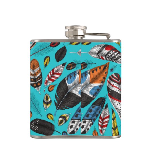 Kleurrijke veren heupfles (Achterkant)