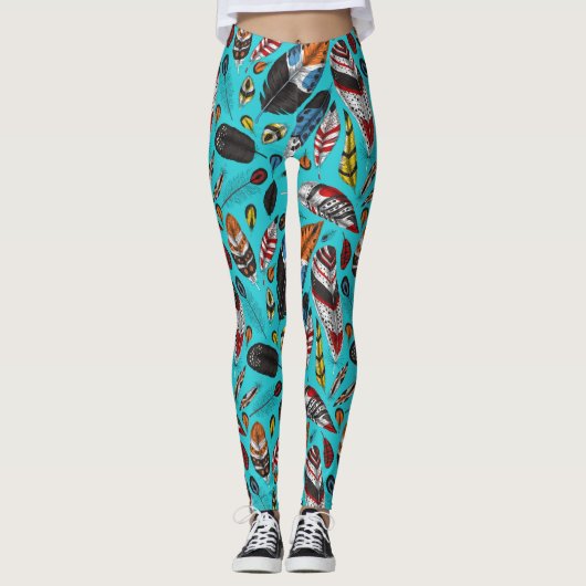 Kleurrijke veren leggings (Voorkant)