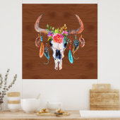 Kleurrijke veren op het Poster van de schedel (Keuken)