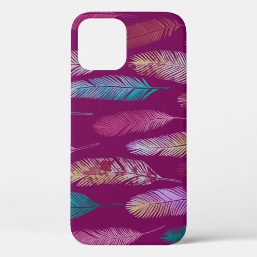 Kleurrijke veren: paarse achtergrondpatroon. Case-Mate iPhone case (Achterkant)