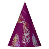 Kleurrijke veren: paarse achtergrondpatroon. feesthoedjes (Links)