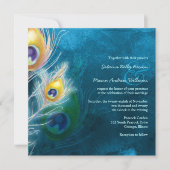 Kleurrijke veren pauw thema bruiloft uitnodiging (Voorkant)