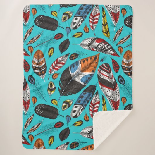 Kleurrijke veren sherpa deken (Voorkant)