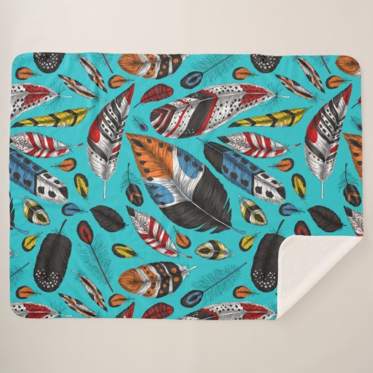 Kleurrijke veren sherpa deken (Voorkant (horizontaal))