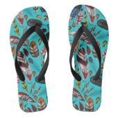 Kleurrijke veren teenslippers (Voetbed)