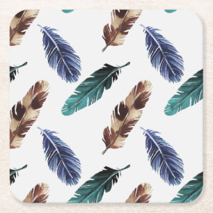 Kleurrijke Veren Tribal Textuur Kartonnen Onderzetters