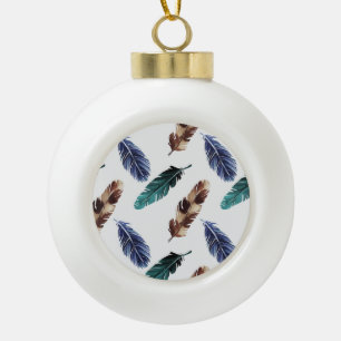 Kleurrijke Veren Tribal Textuur Keramische Bal Ornament