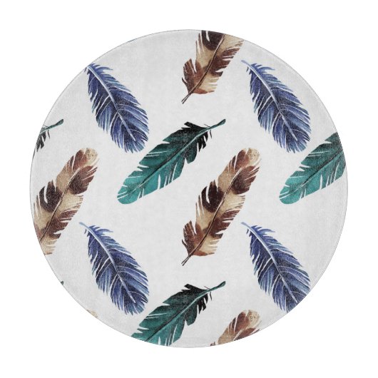 Kleurrijke Veren Tribal Textuur Snijplank (Voorkant)