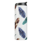 Kleurrijke Veren Tribal Textuur Thermosbeker (Gedraaid links)