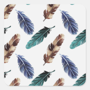 Kleurrijke Veren Tribal Textuur Vierkante Sticker