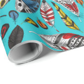 Kleurrijke veren, verpakkingspapier cadeaupapier (Rol Hoek)