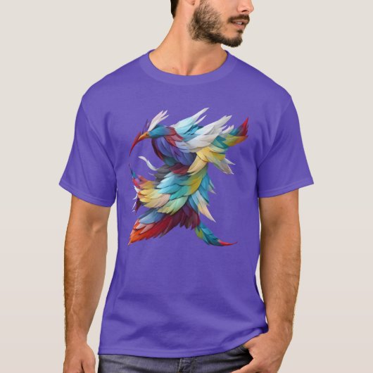 Kleurrijke veren vogel familie t-shirt (Voorkant)