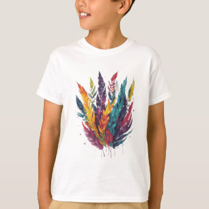 Kleurrijke veren Waterverf T-shirt