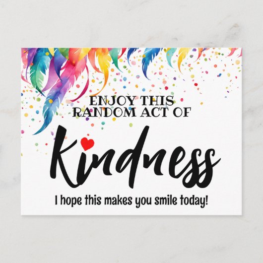 Kleurrijke veren Willekeurige daad van vriendelijk Briefkaart (Voorkant)