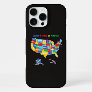 Kleurrijke Verenigde Staten van Amerika Kaart met iPhone 16 Pro Max Hoesje