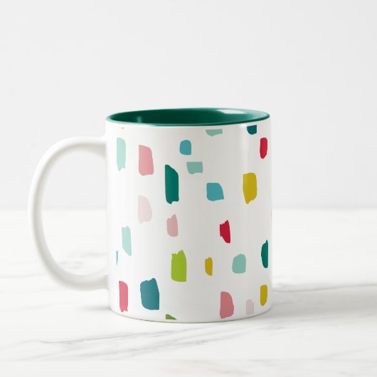 KLEURRIJKE VERF DABS feestelijke fun bold bright Tweekleurige Koffiemok (Links)