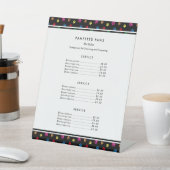 Kleurrijke verf drukt professioneel snoepgoed reclamebord met voetstuk (Insitu)