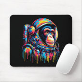 Kleurrijke verf druppel astronaut chimpansee muismat (Met muis)
