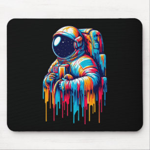 Kleurrijke verf druppel astronaut muismat