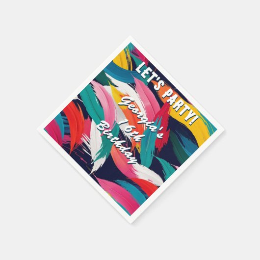 Kleurrijke Verf Effect Gepersonaliseerde Verjaarda Servet (Hoek)