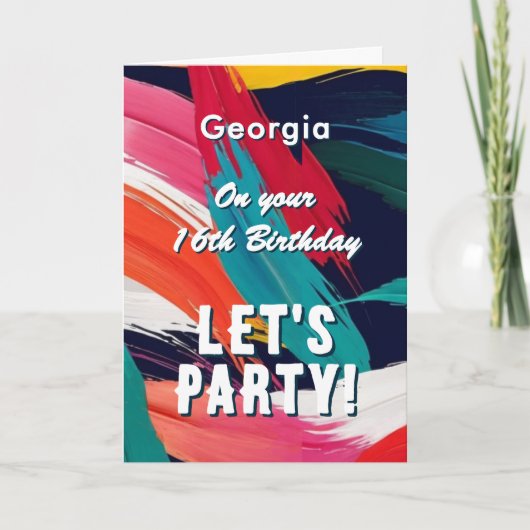 Kleurrijke Verf Effect Laten We Feest Tiener's Ver Kaart (Voorkant)