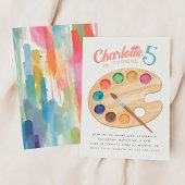 Kleurrijke verf en kunst verjaardagsfeest uitnodig kaart
