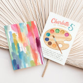 Kleurrijke verf en kunst verjaardagsfeest uitnodig kaart