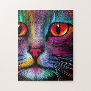 Kleurrijke verf kat abstract legpuzzel