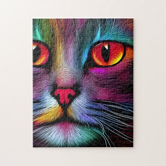 Kleurrijke verf kat abstract legpuzzel (Verticaal)