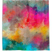 Kleurrijke verf op beton douchegordijn (Voorkant)