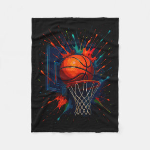 Kleurrijke verf spat basketbal bal kunstwerk fleece deken