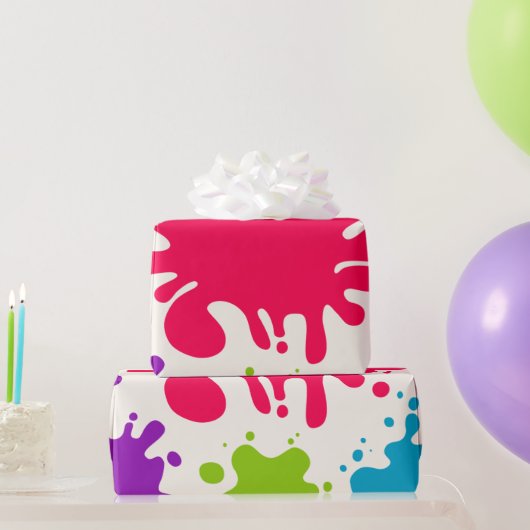 Kleurrijke verf spat cadeaupapier (Feestgeschenken)